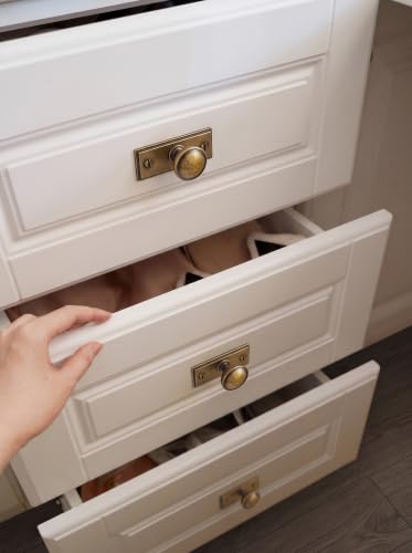 6Pack Antique Brass Cabinet Knob with Backplate Round Drawer Knob - color: Antique Brass, style: Plaquette