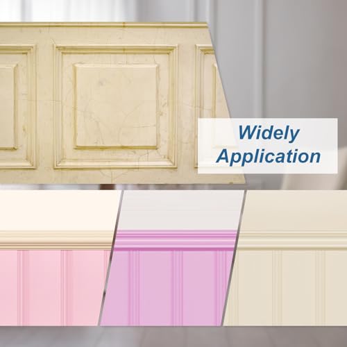 HARFINGTON 2pcs 3D Wall Edging Self-Adhesive 90"x3.1" Molding Trim - color: White, size: 90"x3.1"