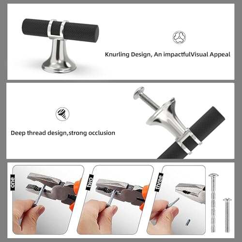 20 Pack Black and Polished Chrome Kitchen Cabinet Knobs - color: Black and Polished Chrome Knurled, size: Knobs