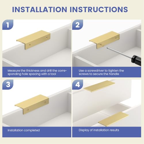Peaha 25 Pack Kitchen Cabinet Handles 3-3/4" Matte Gold Pulls Edge Pulls - color: Matte Gold, size: Hole Centers:3-3/4in(96mm)