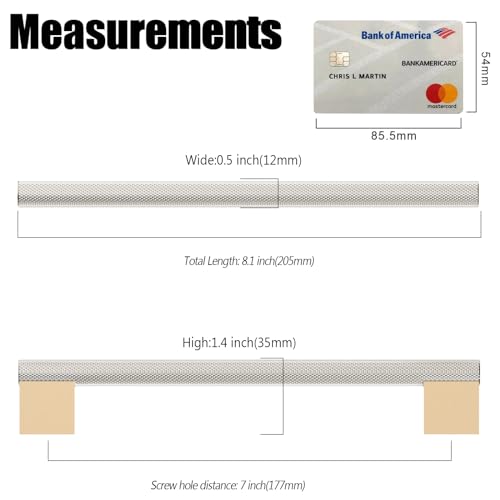 10 Pack 7"(178mm) Gold and Brushed Satin Nickel Cabinet Pulls Knurled Kitchen Cabinet Handles Drawer Pulls Cupboard Hardware for Cabinets - color: Gold and Brushed Nickel, size: 7"Hole Center, style: 10 Pack