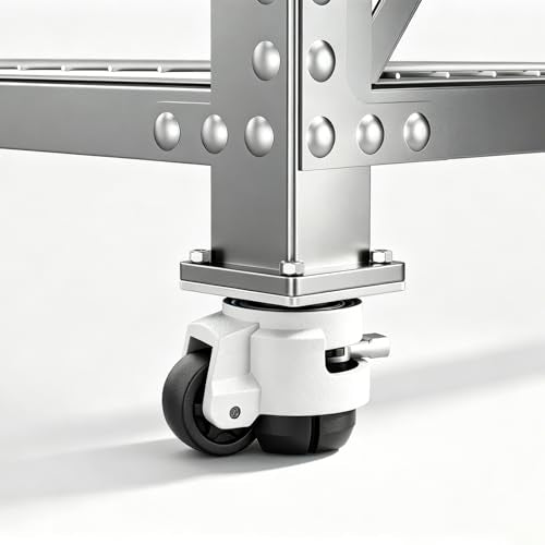Leveling Casters Heavy Duty with Upgraded Ratchet Handle Design, Adjustable Retractable Casters Set of 4, Swivel Industrial Castor Wheels for Workbench (80F, 4400 Lbs Capacity, Black) - style: 80F-4400LBS-White