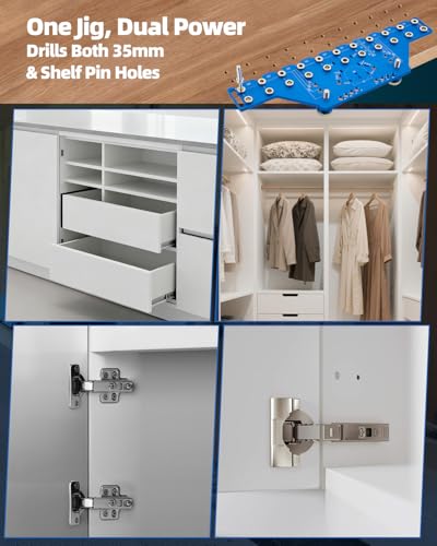 11-Hole Shelf Pin Jig,Hinge Template, Cabinet Hardware Drilling Tool,Colbat