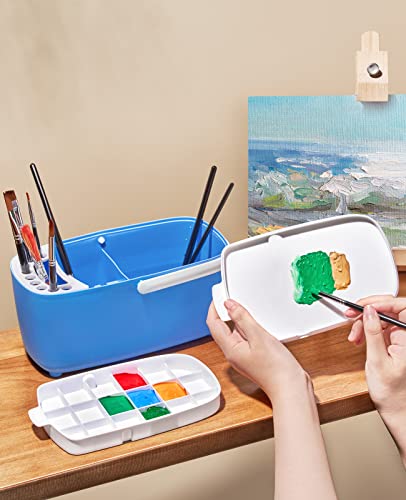 GAMENOTE Paint Brush Cleaner, Paint Brush Holder and Palette, Blue - color: Blue