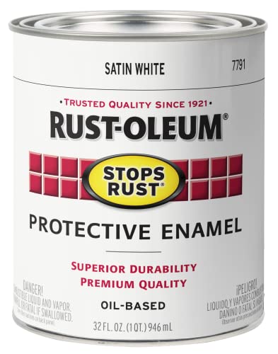 Rust-Oleum Stops Rust Brush On Protective Enamel Paint, Satin White - color: Satin White, size: 32 Fl Oz (Pack of 2)