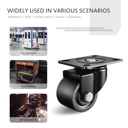 2 Inch Caster Wheels Set of 4, Heavy Duty Casters Load 2200lbs, Low Gravity Centere Industrial Swivel Casters, Plat Caster for Furniture and Workbench - style: 2 "