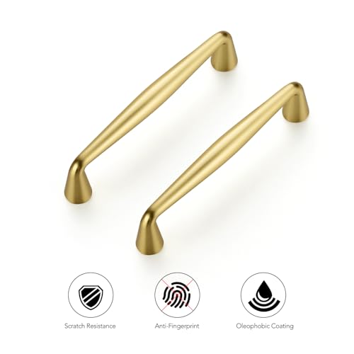 Ravinte Brushed Gold Cabinet Handles Solid Handles,3-3/4 Inch,10 Pack - color: Brushed Gold, size: 3-3/4 Inches Hole Center