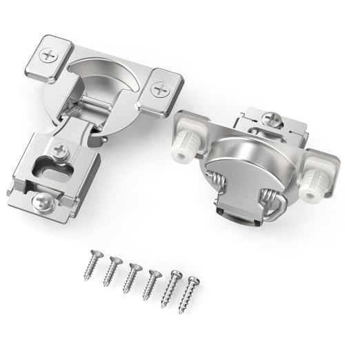 Chibery Non-Slow Close Regular Hinges, 1/2" Overlay Standard Concealed Cabinet Hinges for Face Frame Door, 3D Self Closing Hidden, 105° Opening, Easy-on Dowels & Self-Tapping Wooden Screws, 4 Pack - size: 1/2 inch Overlay
