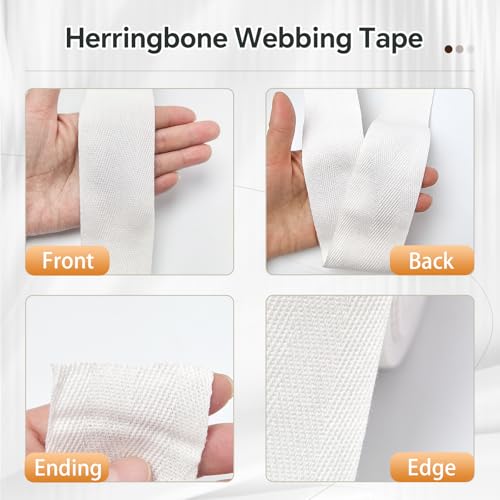 White 2''Cotton Herringbone Twill Tape 15Yds Binding Trim - color: White