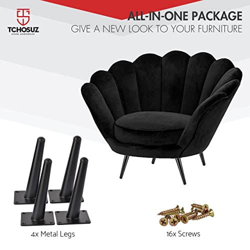 8 Inch Heavy-Duty Metal Furniture Legs 4-Pack Oblique Tapered Black - color: Black-oblique, size: 8''/20cm