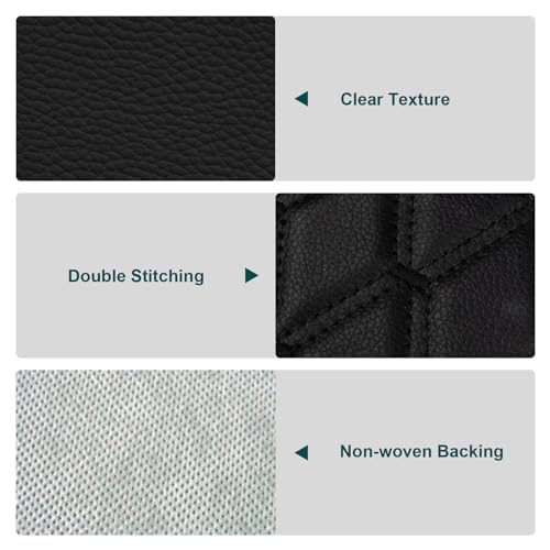 Vinyl Faux Leather Quilted Fabric With 0.27"Foam Backed,Black(Black Thread) - color: Black(black Thread), size: Style-B