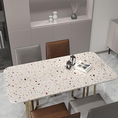 Thick Beige Terrazzo Contact Paper Glossy Marble Wallpaper 15.7"x196" - color: Multicolor, size: 15.7" x 196.8"