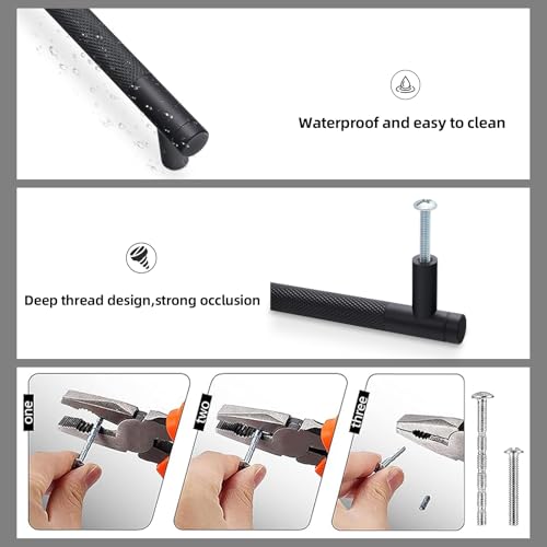 20 Pack Matte Black Cabinet Pulls knurled 10 Inch Hole Centers Kitchen Cabinet Handles Black Drawer Pulls Cabinet Hardware - color: Matte Black, size: 10 in Hole Center