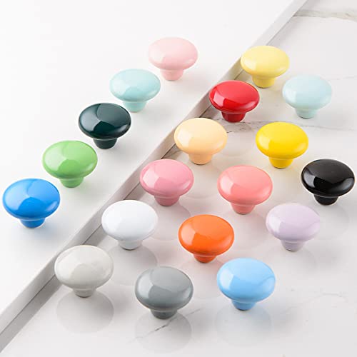 HUAMULAN Ceramic Cabinet Mushroom Knobs Dresser Drawer Pull Handles 15PCS - color: A9-Gray-15PACK