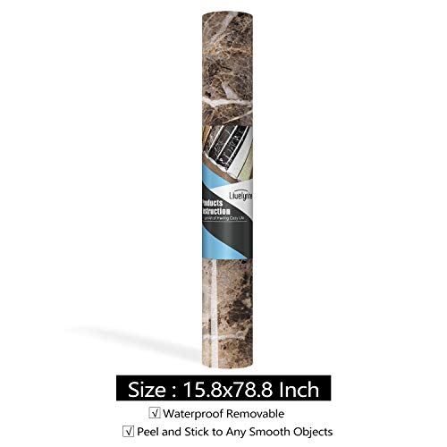 Livelynine 36 X 197 Inch Wide Dark Brown Contact Paper for Countertops Waterproof Kitchen Countertop Peel and Stick Wallpaper Marble Kitchen Island Table Top Desk Cover Counters Adhesive Vinyl Wrap - size: 36" x 197"