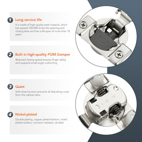 Satin Nickel Cabinet Hinges, 5/8 Inch Overlay, 2 Pack(1 Pairs) - size: 5/8 inch Overlay