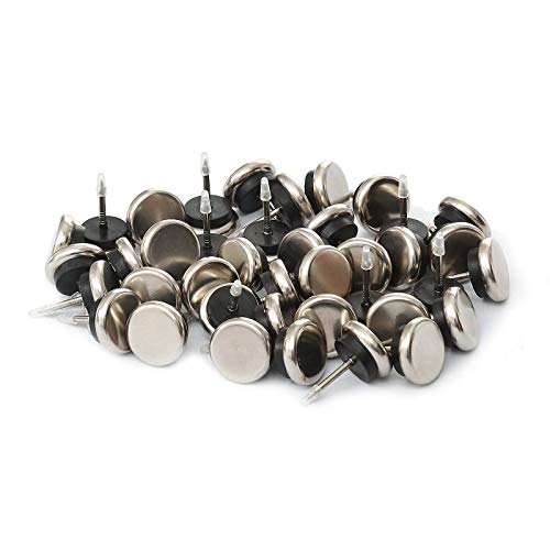 Dia Nail On Furniture Glides for Chairs, Tables - Furnigear Nickel Base Cushioned Furniture Nails - Allowing Chairs to Glide Effortlessly Over Carpet Floors (1", 40 Pack-Silver Gray) - size: 1" Silver Gray (40pcs)
