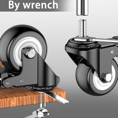 2 Inch Caster Wheels 1/2" Threaded Stem Casters Set of 4 Heavy Duty - color: Black+White-1/2"-13x1", size: 2 Inch