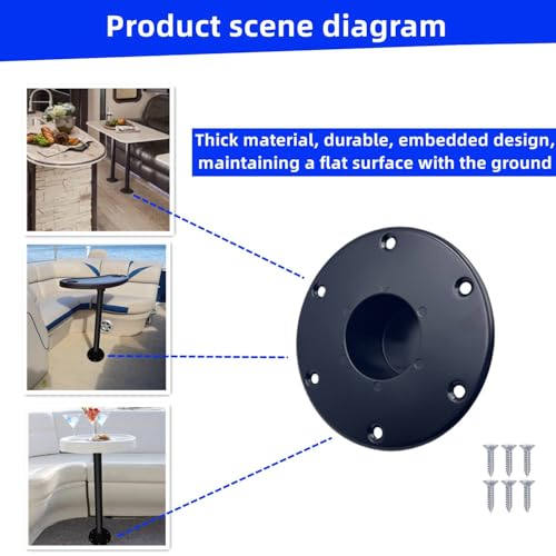 013-1112 RV Table Base, Aluminum Flush Mount Pedestal for RV,Boat,Pontoon - color: Black