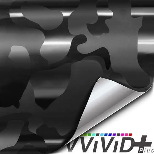 VViViD+ Stealth Black Multi-Finish Camouflage Vinyl Wrap with Air Release (50ft x 5ft) - size: 50ft x 5ft