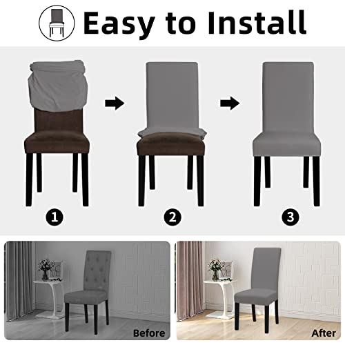 Easy-Going Stretch Dining Room Chair Slipcovers Set of 4, Light Grey - color: Light Grey