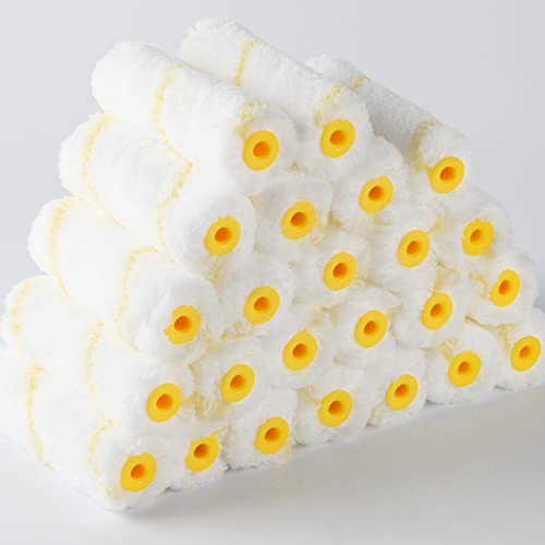 Bates- Paint Roller Covers, 24 Pieces, 4 Inch Paint Roller 9mm Nap, Microfiber Paint Rollers for Painting Walls, Cabinets, Trim, Use with All Paints and Stains - color: Yellow Stripes, size: 4" x 1/2", 24 Pack