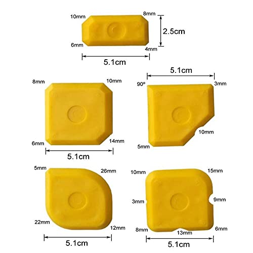 5pcs Silicone Caulking Tools Set Kit Sealant Finishing Tool Grout Scraper for Kitchen Bathroom Floor Window Sealant Sealing Sink Joint, Reuse and Replace
