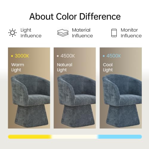 VKNOW Upholstered Swivel Dining Chairs Set of 4 with Barrel Back and Arm - color: Blue