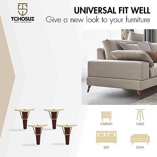 5 Inch Wood Furniture Legs with Metal Triangle Frame,4Pcs Walnut - color: Walnut, size: 5"/13cm