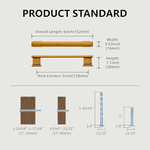 10 Pack 6 Inch Length|5 Inch(128mm) Hole Center Antique Brass Kitchen Cabinet Handles, Cabinet Pulls Kitchen Cabinet Hardware, Cupboard Pulls, Drawer Handles - color: Antique Brass, size: 5 inch Hole Center(128mm), style: 10 Pack Handle