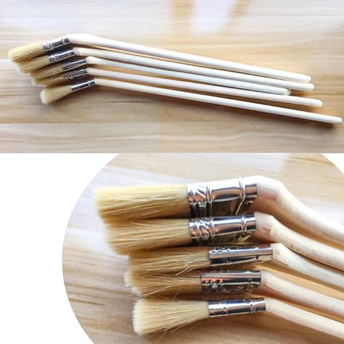 25mm/1 inch Brush Head Width Long Wood Handle Metal Ferrule Bent Paint Brush Radiator Brush Beige 704#(2Pcs) - size: 1inch