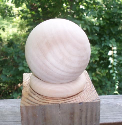 (1) - Ball Finial 3 in - Round Large Birch Wood Ball Finial with 3/16 in Wood Screw - - Wood Cap Baluster Newel Post Railing/See Description for Details and Measurements, Unfinished