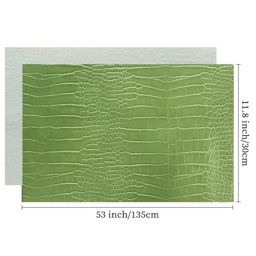 12" x 53" Glossy Embossed Crocodile Texture Faux Leather Roll Synthetic Leather Crafts Fabric for Wallets Keychains Handbags Making Sewing Crafts Material (Green) - color: Green