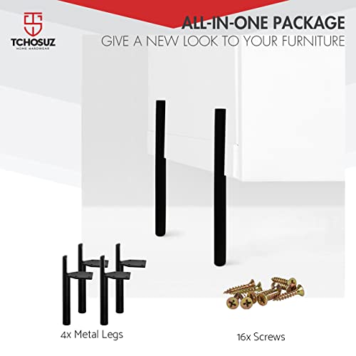 5Inch Side-Mounted Tapered Metal Legs,4PCS Mid-Century Modern,Black - color: Black, size: 5 in
