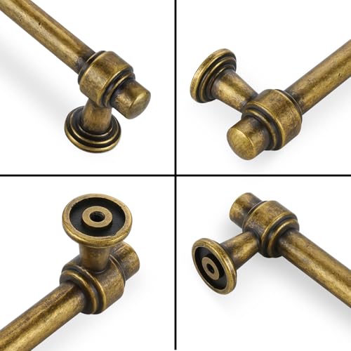 Antique Brass Kitchen Cabinet Pulls 5 Inch 10 Pack - color: Antique Brass, size: 5" Hole Center(128mm)