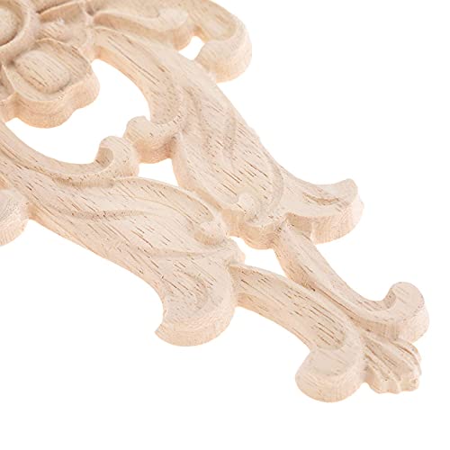4Pcs Wood Carved Appliques Central Wooden Carving Onlays Furniture Decals - size: 4-Pack, 10.63 x 5.51 inches