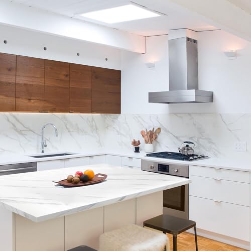 White Marble Contact Paper for Countertops Peel and Stick Marble Wallpaper - size: 17.7" x 118"