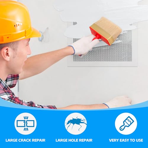 Wall Repair Patch Kit Upgraded Size, 6 Pcs 10 Inch Self Adhesive Pieces Aluminum Drywall Repair Kit, with Its Own Large Squeegee and Scraping, GMingZTong