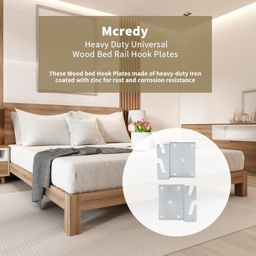 Mcredy Bed Rail Brackets, Heavy Duty Silver Bed Frame Hooks, 5-Hole, 4Pcs - size: Silver, 4 pieces