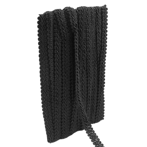 Gimp Braid Trim, Black, 1/2 Inch, 14 Yards - color: Black