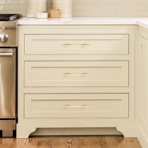 Ravinte Solid Brushed Gold Cabinet Pulls,3-3/4 in Handles,2 Pack - color: Brushed Gold, size: 3-3/4 inches Hole Center