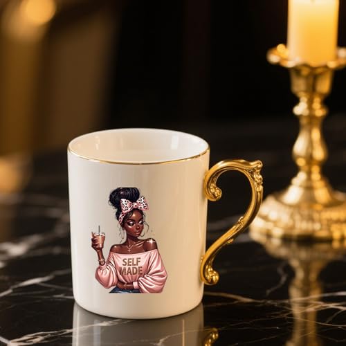 Empowering Black Girl Sticker for Laptop Water Bottle Journal Phone Notebook Female Quote Style Self Adhesive Vinyl Decal - color: Pink Black Girl