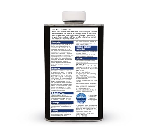Rustins Quick Dry Water-Based Wood Dye White 250ml | 8.5 Fl. Oz.