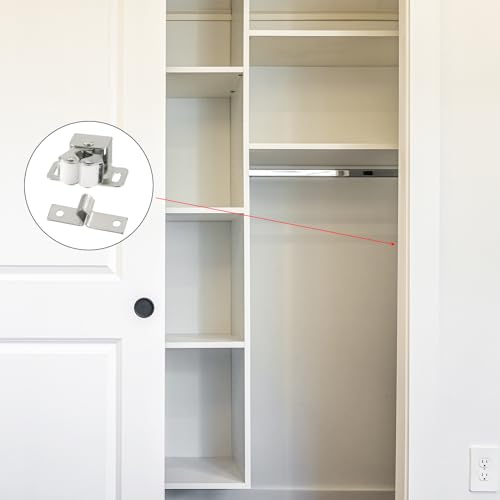 PATIKIL Cabinet Latch Double Roller Catches, 6 Pcs Stainless Steel Cabinet Door with Screws Spring Bead Hardware Latches with Spear Strike for Cupboard Wardrobe Pcs, Silver - color: Silver Tone