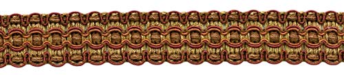 DÉCOPRO Lavish 1 inch Wide Copper, Brown, Oak Brown Gimp Braid Trim/Style# 0100VG / Color: Rustic - VNT9 / Sold by The Yard