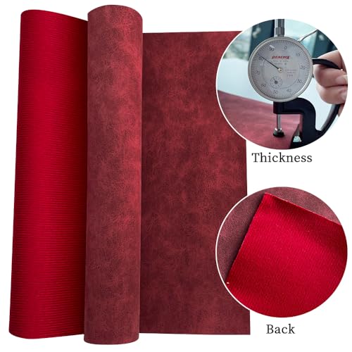 XHT 30 x 135 cm Suede PU Faux Leather Fabric, Soft Smooth Crafts Synthetic Fabric for DIY Handicraft Wallets Bags Making (Dark Red) - color: Dark Red