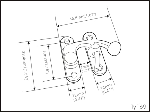 QCAA Zinc Die Cast Hook HASP Latch, Vintage Style, Right Latch Lock, 39mm x 46mm (1.53" x 1.81"), Brass Plated, Made in Taiwan, 8 Pack