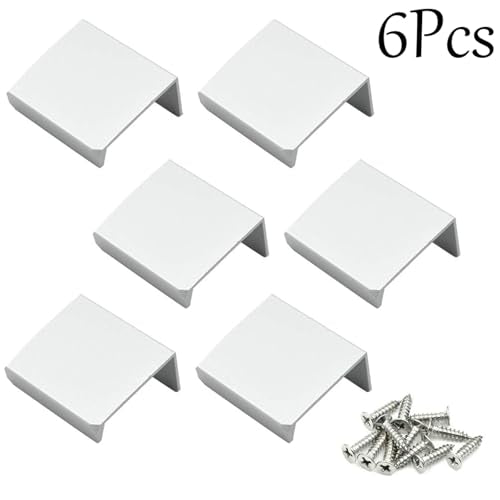 1.38 Inch Finger Pull 6Pcs, 0.63 Inch Hole Centers, Aluminum Alloy, Silver - color: Silver, size: 35mm/1.38", style: Straight Edge
