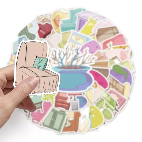 50Pcs Furniture Stickers Waterproof Vinyl Decals - color: Furniture