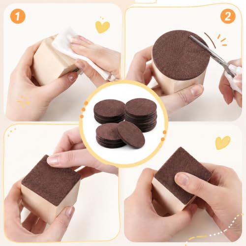 16 Pcs 2-1/2”/63mm Felt Furniture Pads for Hardwood Floors, Brown Round
